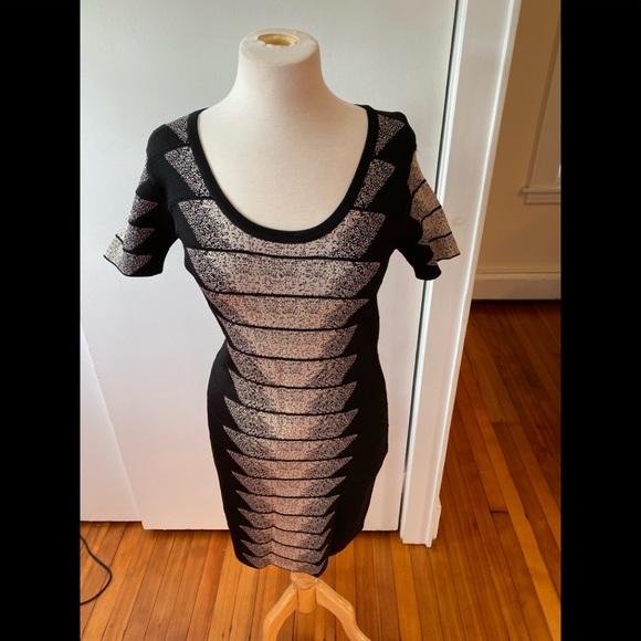 French connection black and beige band dress 10 - Picture 1 of 7